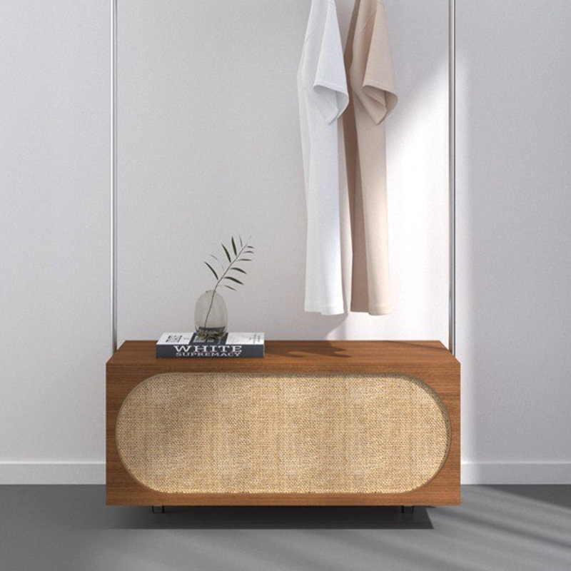Stainless Steel Coat Rack Solid Wood Storage