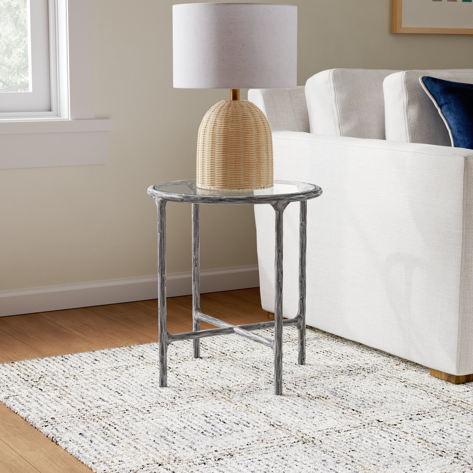 Evelynn 18" End Table, Clear, Silver