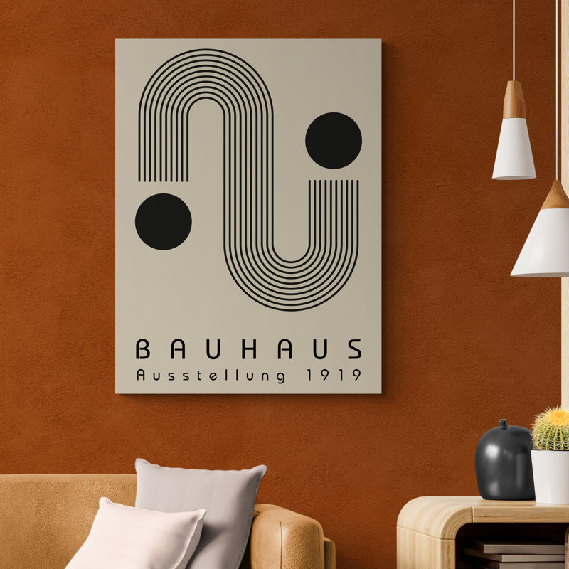 Axelson Bauhaus - S-Lines With Two Circles - Print on Canvas, 117cm H x 81cm W x 4cm D
