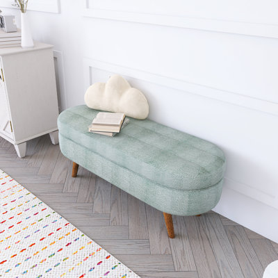 Ottoman Oval Storage Bench,Rubber Wood Legs
