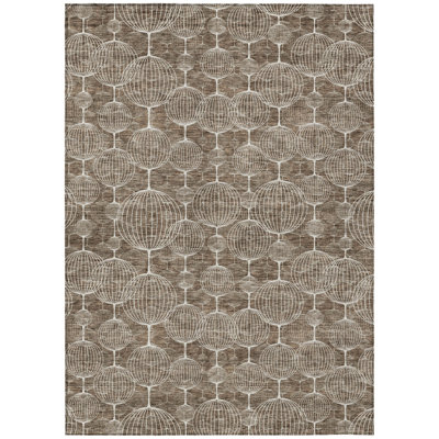 Tapis intérieur / extérieur lavable géométrique 3 pi x 5 pi chocolat et beige