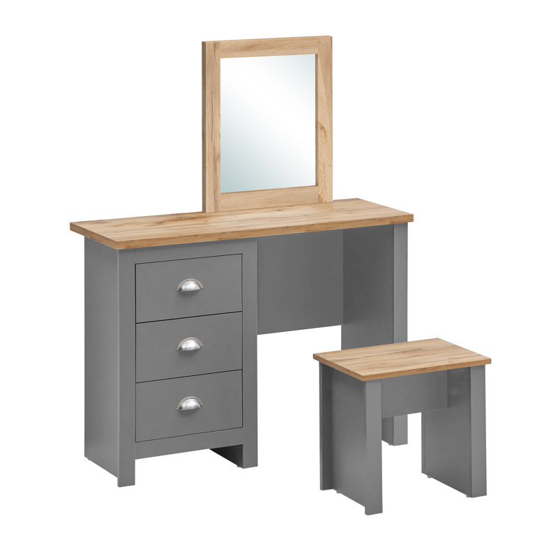 Aquitaine Dressing Table with Mirror, Grey