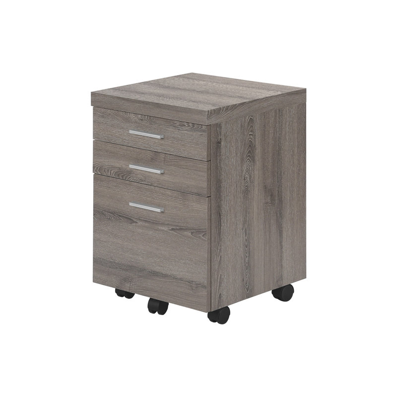 Classeur à roulettes mobile avec tiroirs de rangement en stratifié pour bureau debout, Taupe / argent