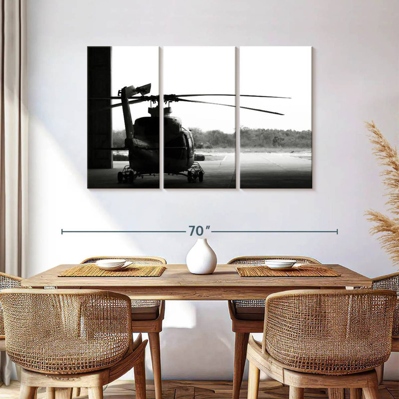 Mehar Monochrome Helicopter, 36" H x 57" W