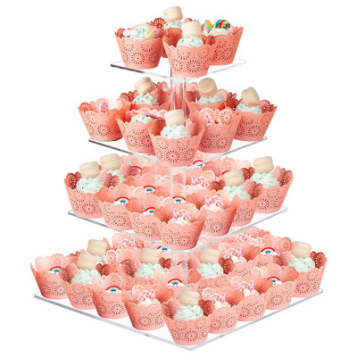 4 Tier Square Acrylic Cupcake Display Stand Holder