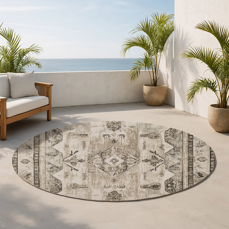 Tapis d'intérieur et d'extérieur Fable Harmony, Rond 5 pi