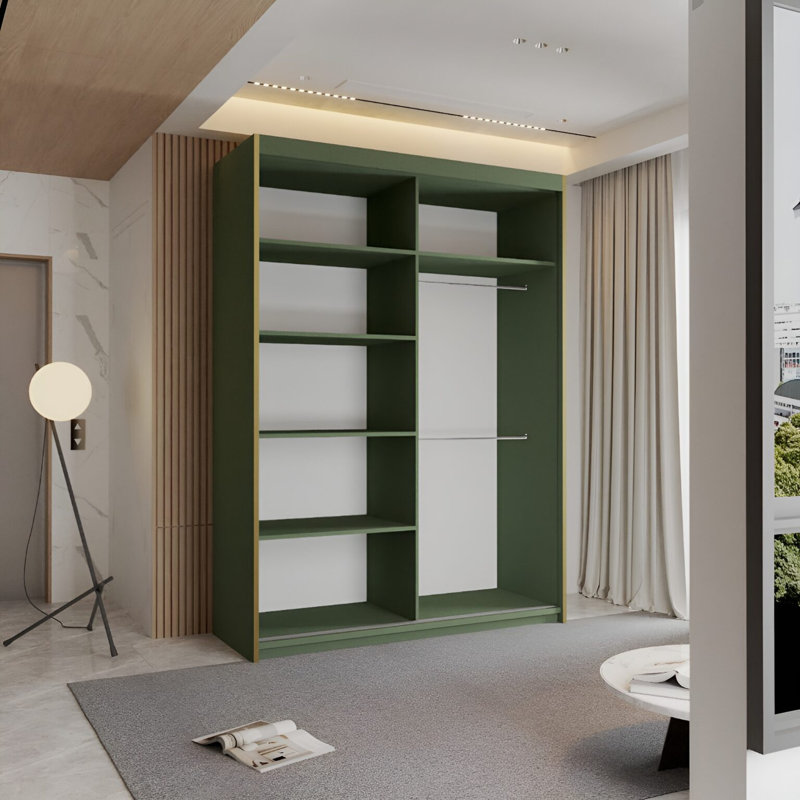 2 Door Laminate Wardrobe, 217 cm H x 150 cm W x 62 cm D