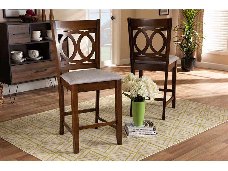 Upholstered Counter Stool with Solid Wood Frame