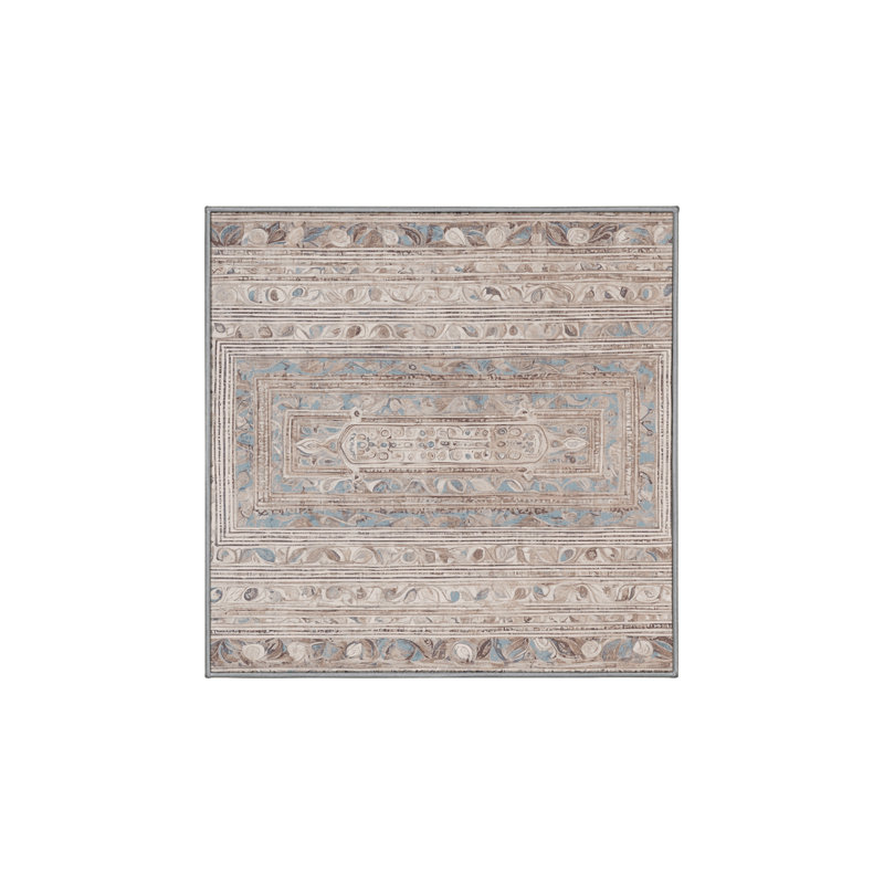 Machine Washable Gray Area Rug, Square 5'