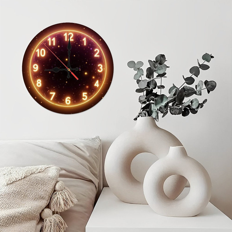 Horloge lumineuse sur fond cosmique