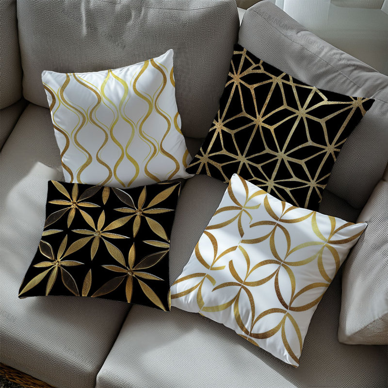 4 housses de coussin décoratives à motif géométrique Matrix