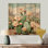 Cloots - art mural floral sur bois de pin naturel