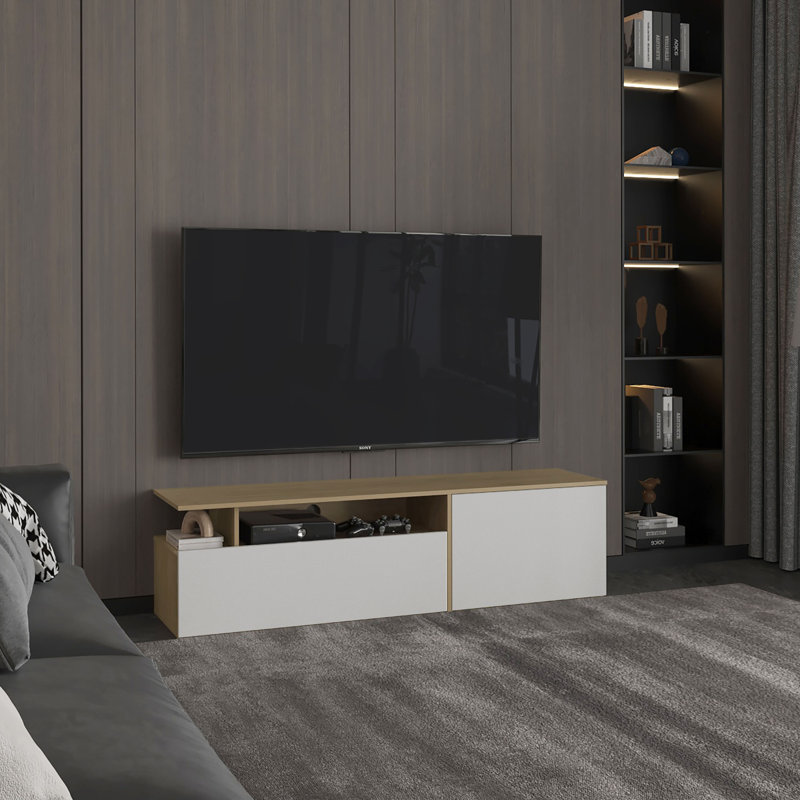 Meuble télé 60 po, 2 portes, 4 tablettes