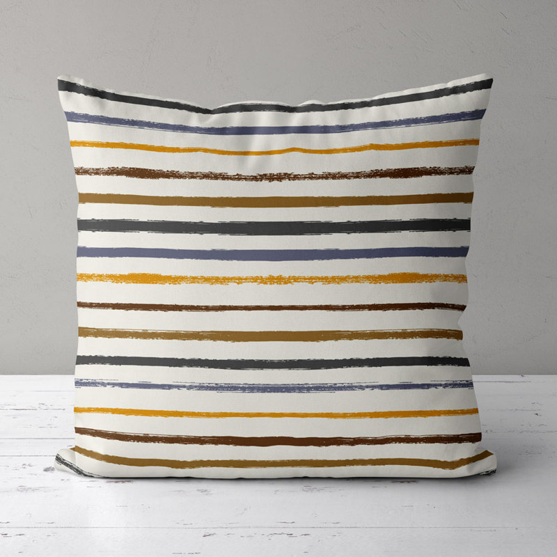 Housse et insert de coussin carré Marler, Ivoire / noir / bleu