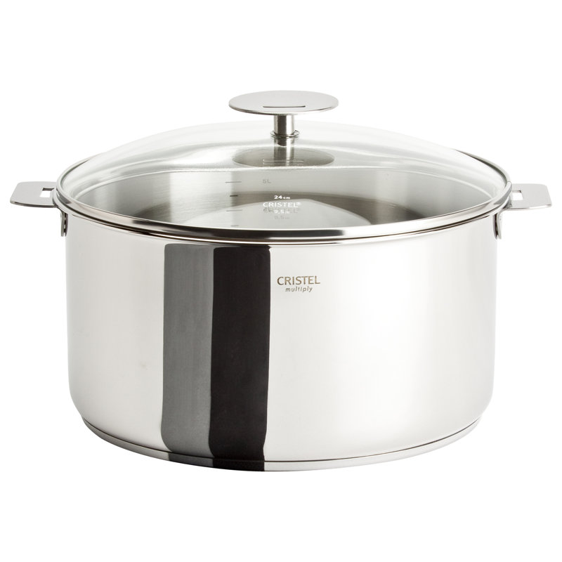Cristel Stainless Steel Saucepan with Glass Lid and Removable Handle, 3.5 Quart