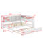 Lit de jour double en bois avec couchette, tablette de rangement et ports de chargement USB-44246821