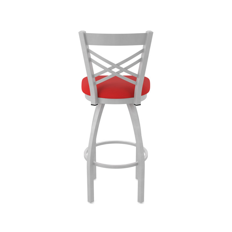 Tabouret pivotant 820 Catalina, Nickel anodisé, Vinyle - rouge Canter, Très grand (assise de 36 po de hauteur)