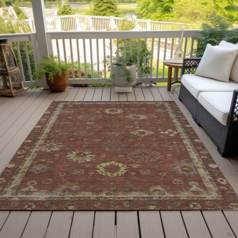 Tapis paprika Xhevrie intérieur / extérieur lavable à la machine, Rectangle 9 pi x 12 pi