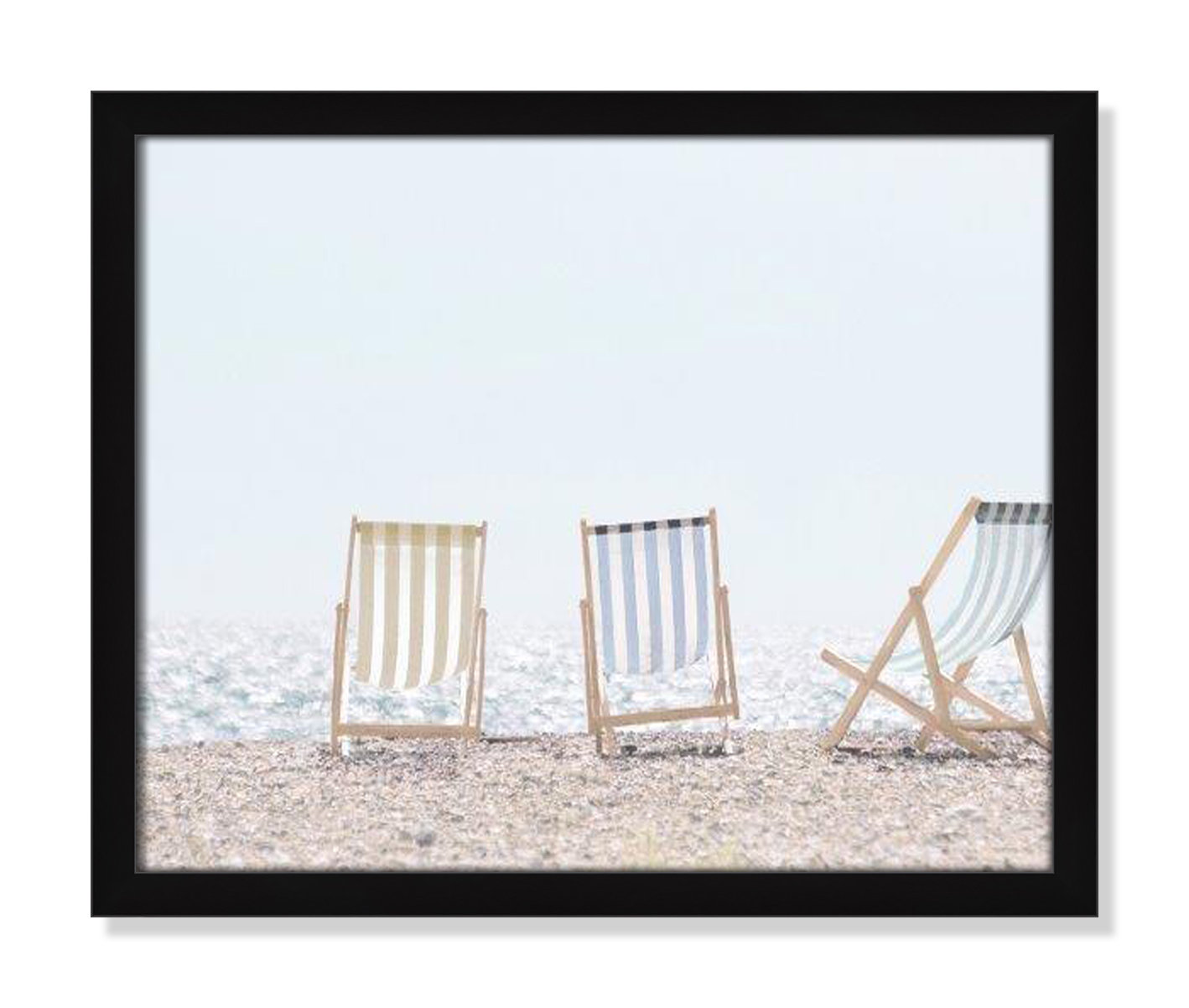 Adriatica "Beach Chairs" Print by Leah Straatsma, 16" H x 19" W x 1.25" D, Satin Black