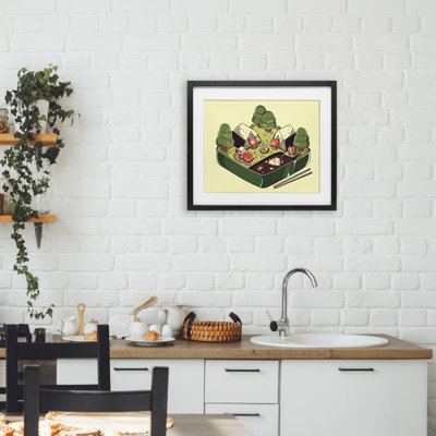 Kawaii Sushi Camp Bento Framed Print Under Glass, design by Tobe Fonseca