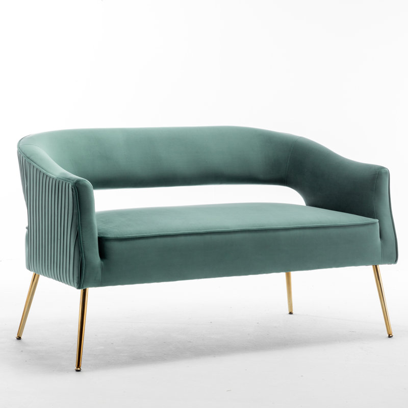 Deybi 51'' Velvet Recessed Arm Loveseat, Mint Green Velvet