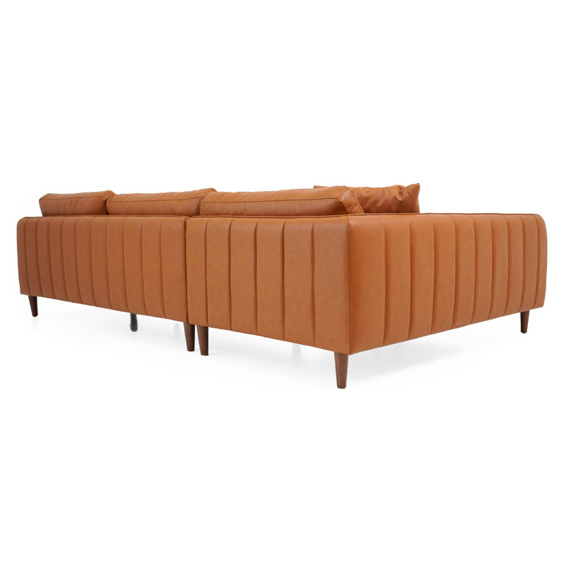 Canapé modulaire Cairo - Cuir végétalien cognac, Orienté à gauche (vu de face)
