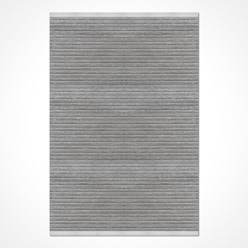 Tapis gris moderne lavable à la machine, Rectangle 6 pi 6 po x 9 pi 9 po