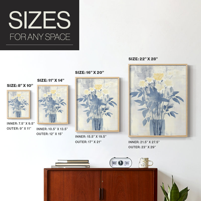 Reproduction encadrée FLORAL Series DCLxxxiv - bois massif, H 11 po x l 9 po