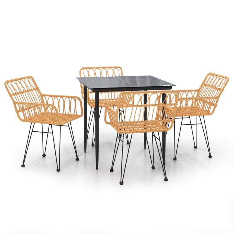 Ensemble de salle à manger de jardin d'extérieur noir