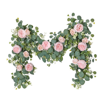  Guirlande artificielle 6 pi avec fleurs et 7 guirlandes de roses blanches