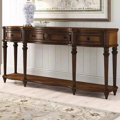 American-style solid wood carved entrance table