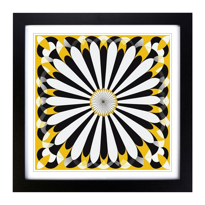 Daisy Op Art No.2 - Framed Print, Black
