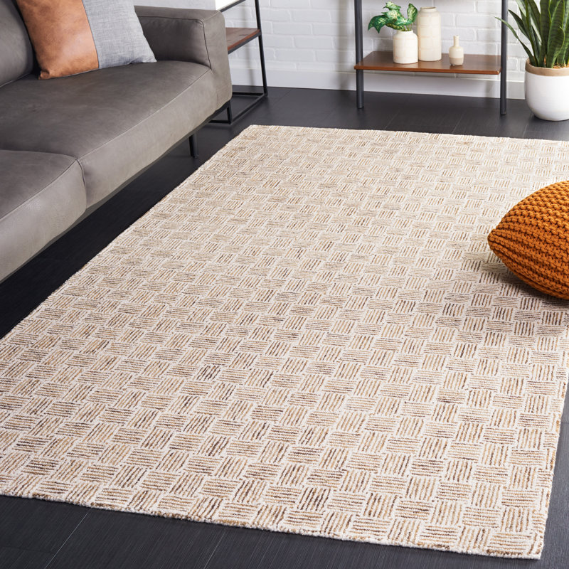 Tapis à micro-boucles Navi en taupe / ivoire, Rectangle de 5 pi x 8 pi