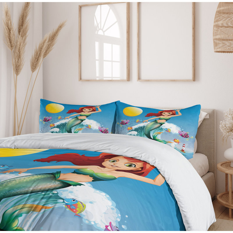 Ensemble de housse de couette en microfibre bleu sirène, Housse de couette grand