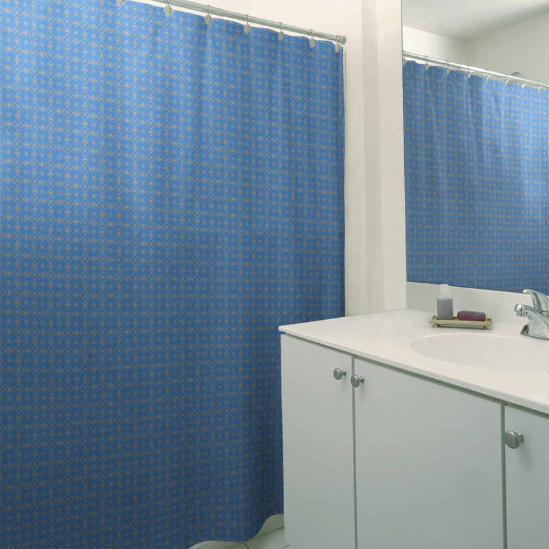 Rideau de douche simple Katelyn Elizabeth, Bleu / Orange