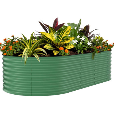 8-10 FT Galvanized Raised Garden Bed, Tall Metal Planter Box for Vegetables & Herbs