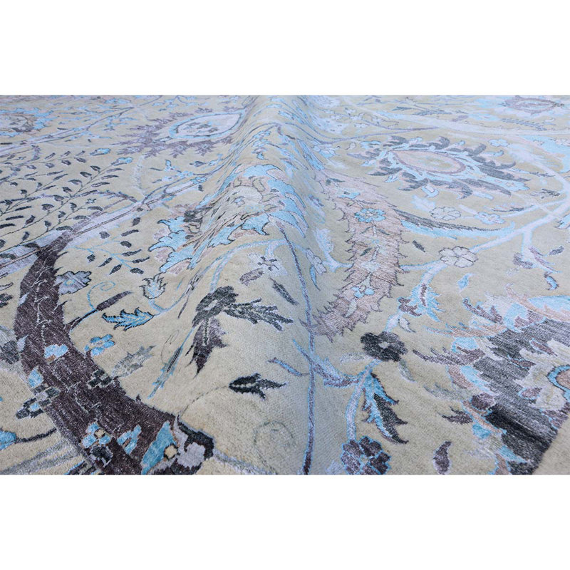 Tapis ivoire et multicolore noué à la main de haute qualité, Rectangle de 5 pi x 8 pi