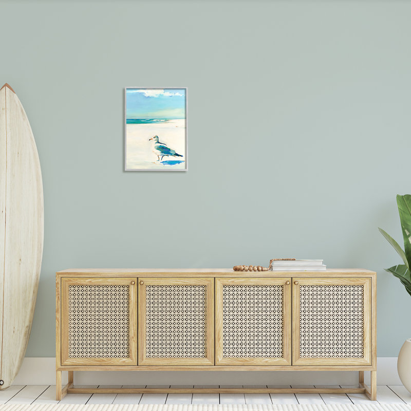 Mouette sur une plage de sable douce et tranquille par Kathleen Broaderick 913, H 20 po x l 16 po x P 1,5 po