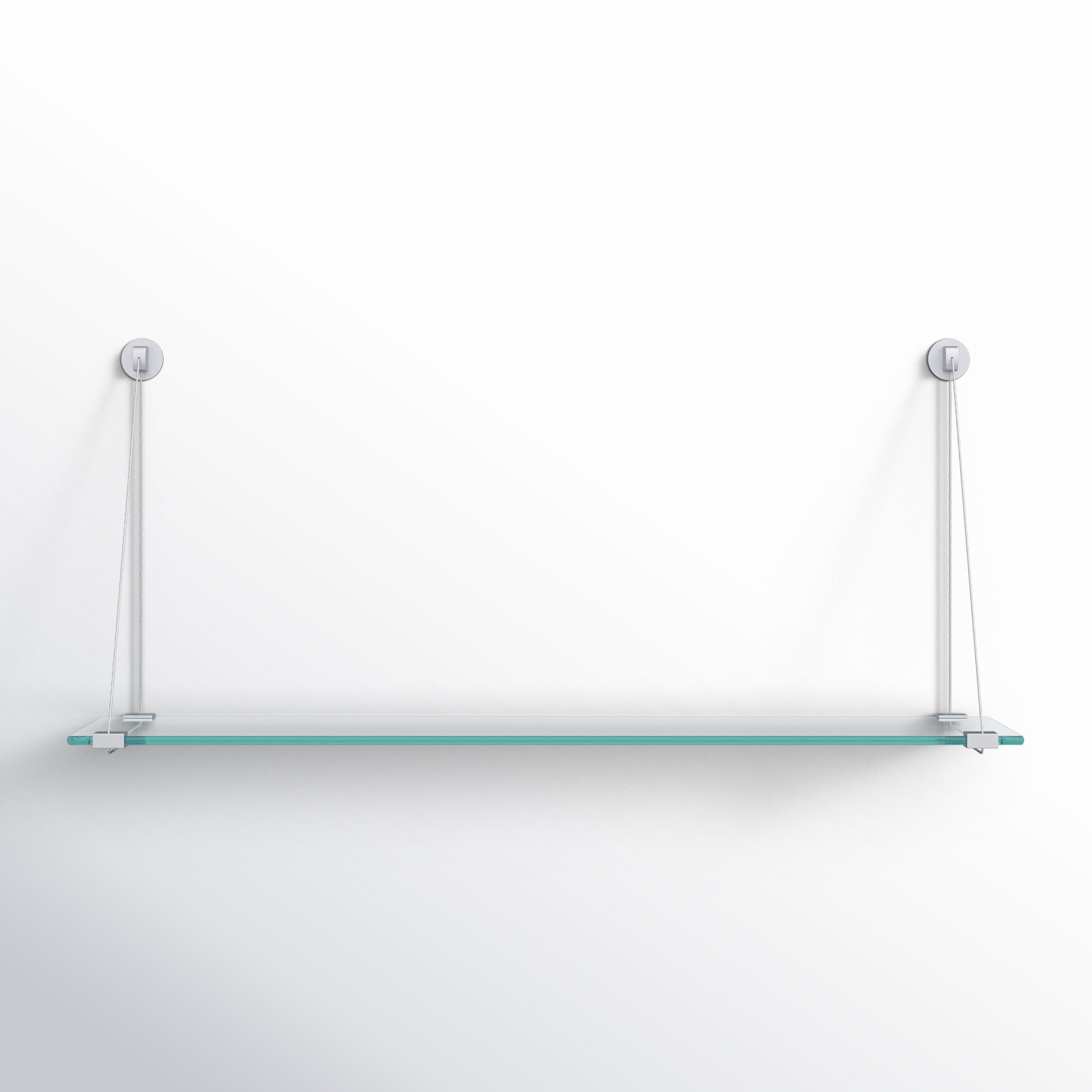 Earlham Tempered Glass Wall-Mounted Bracket Shelf, Chrome, 16" H x 36" W x 8.5" D