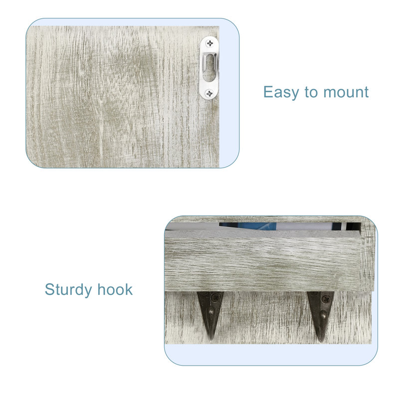 Jatorria Solid Wood Wall Organizer with Key Hooks