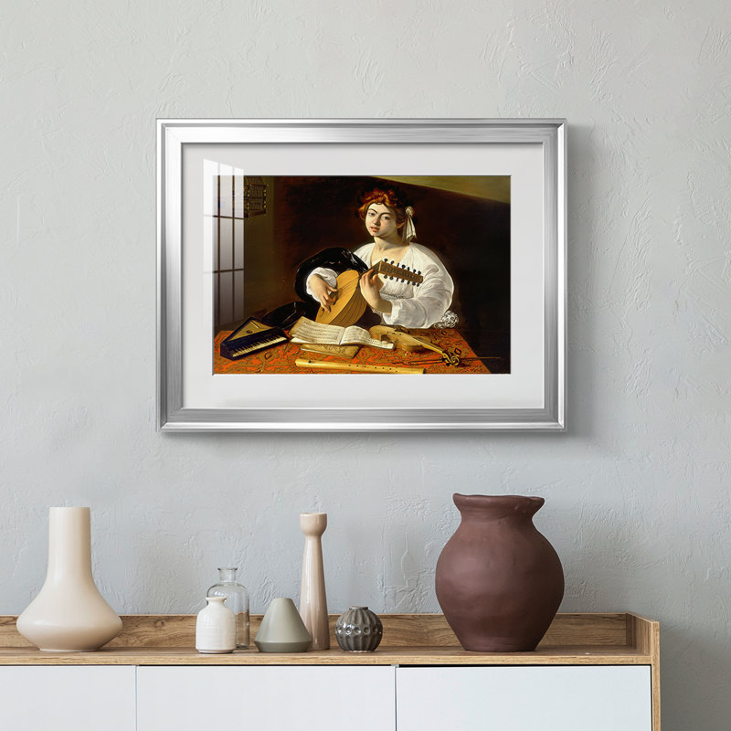 Le joueur de luth (version Wildenstein / Badminton) - reproduction encadrée de Caravaggio avec passe-partout et verre - c. 1596