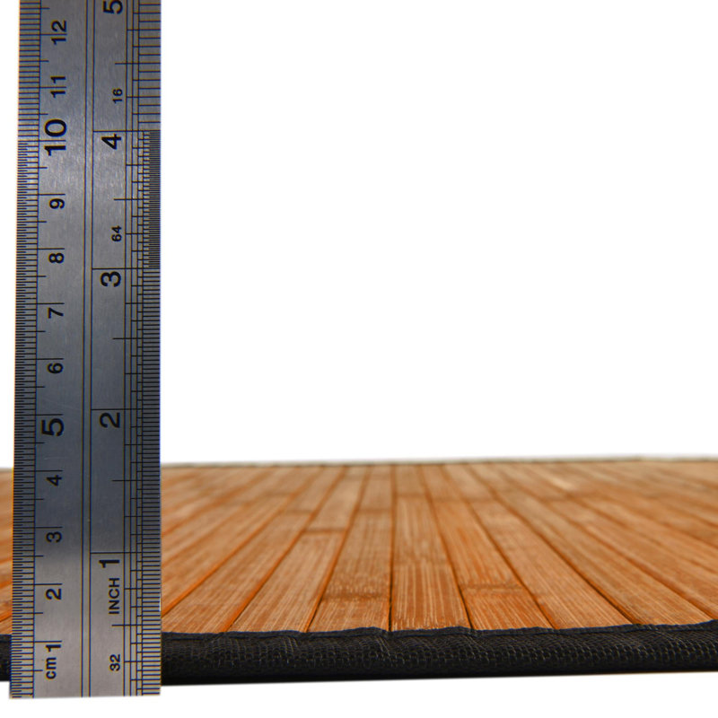 Trinidad Bamboo Slat/Seagrass Area Rug in Vintage Orange/Black, Round 5'3"