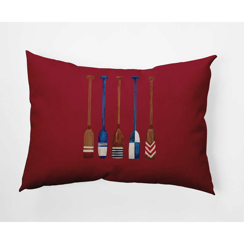Oar Reversible Throw Pillow, Red
