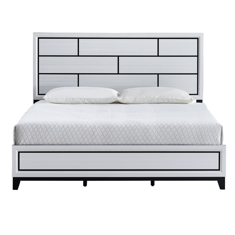 Grand lit Glasgow G04390A-QB (matelas non inclus), blanc