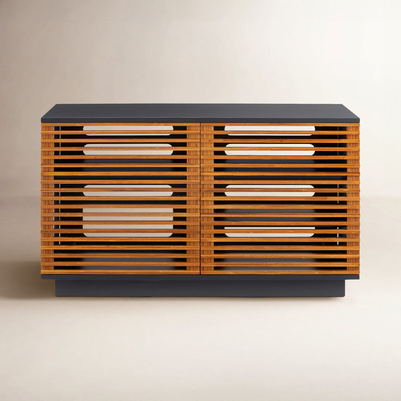 Erla Solid Bamboo Wood TV Stand for TVs, Amber, 27.75" H x 48.5" W x 20" D