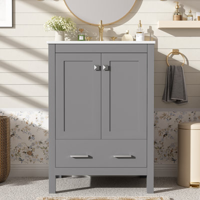 Meuble-lavabo simple 24 po avec plateau en céramique