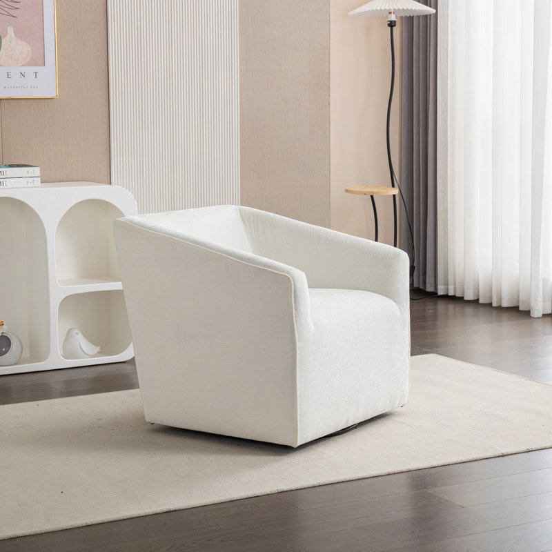 Fauteuil demi-tonneau moderne pivotant à 360 °, White
