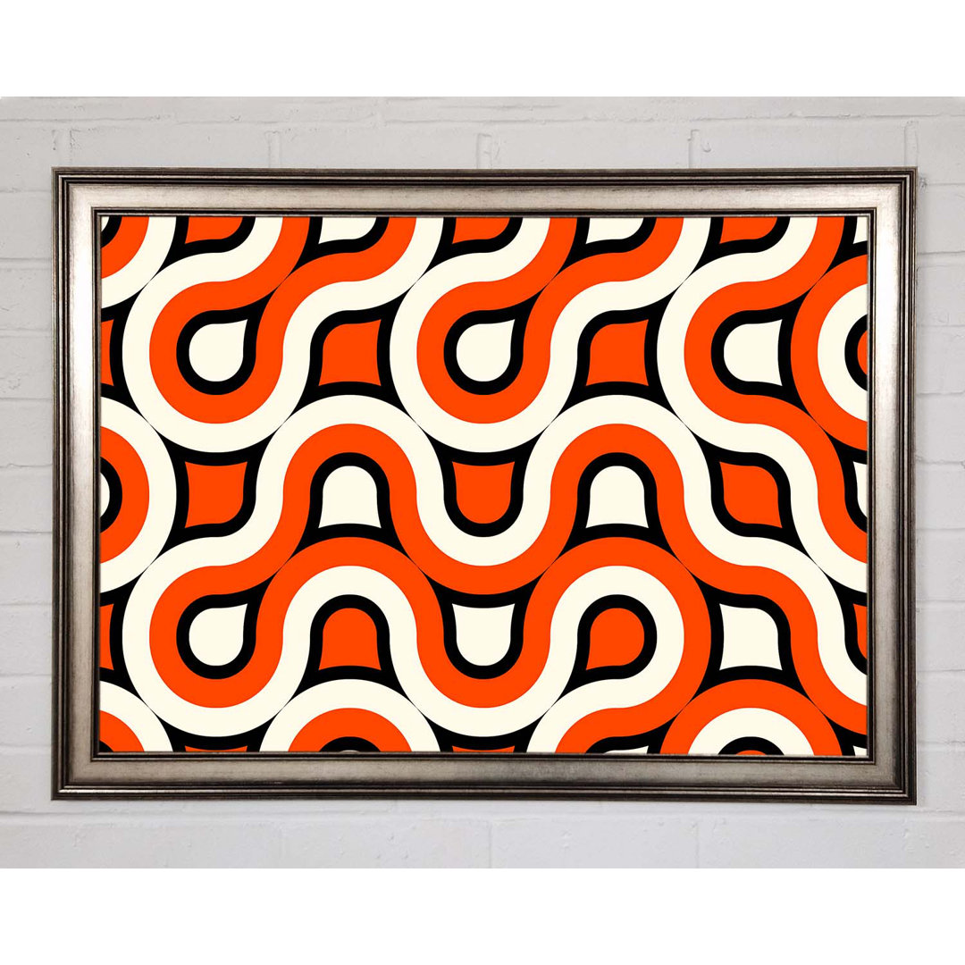 Gerahmtes Leinwandbild Graphical Maze Orange