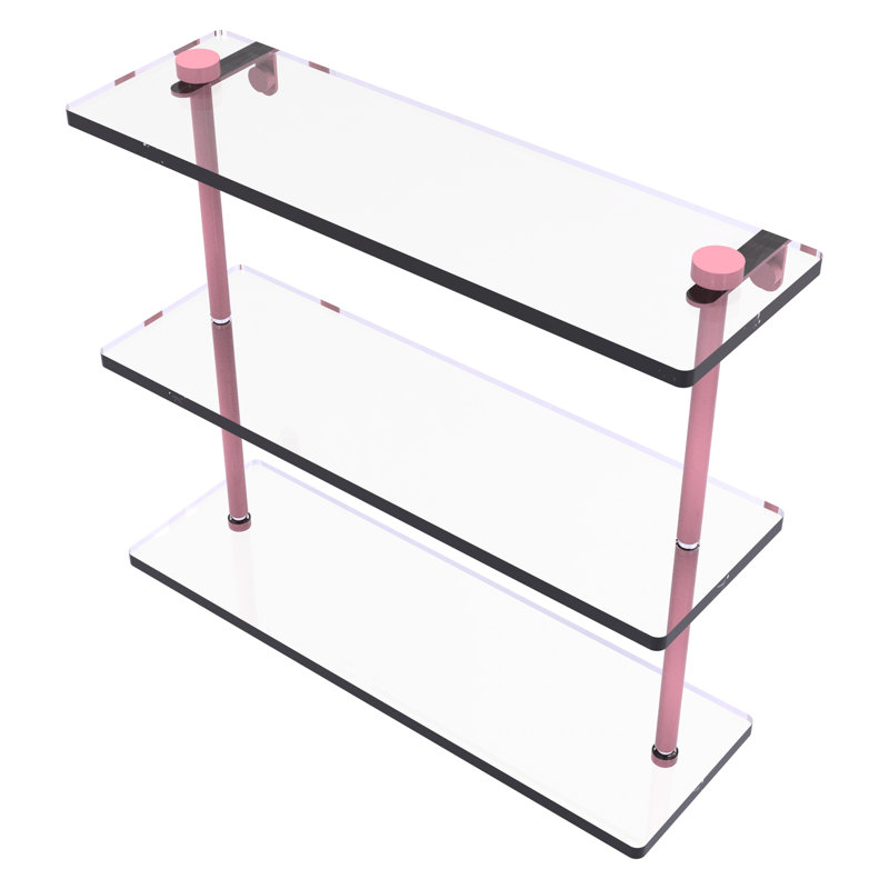 Tablette en verre à trois niveaux Inch NS, H 15 po x l 16 po x P 5 po, Rose