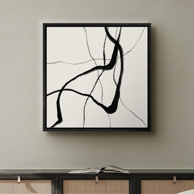 «Black Paint Stroke Ribbon Collage Abstract Shapes Modern Art Decorative Contemporary Minimal», reproduction d'art sur toile